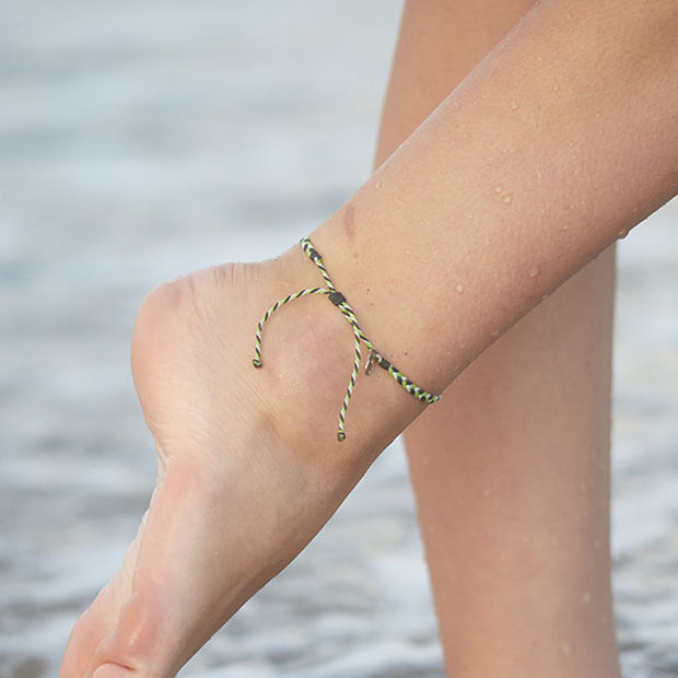 Braided Anklet in Electric Green