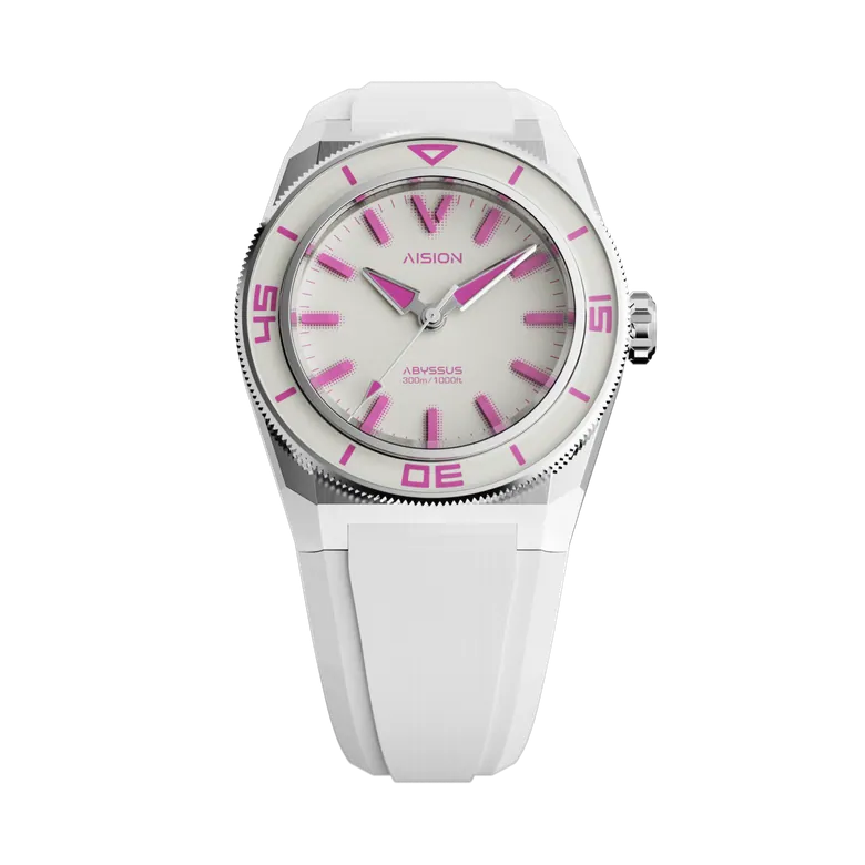 HANG ABYSSUS - Full Lume Dial Coral Pink - FKM Strap