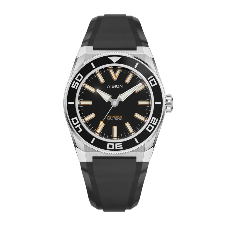 HANG ABYSSUS - Black Enamel Dial (lacquer) - FKM Strap