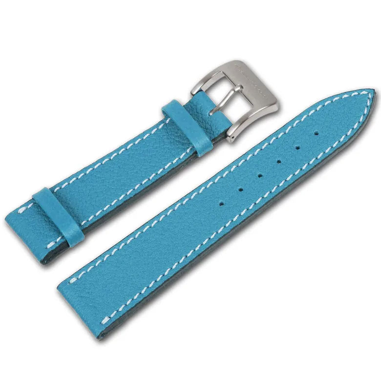 Leather strap from shrunken calf leather – Light Blue