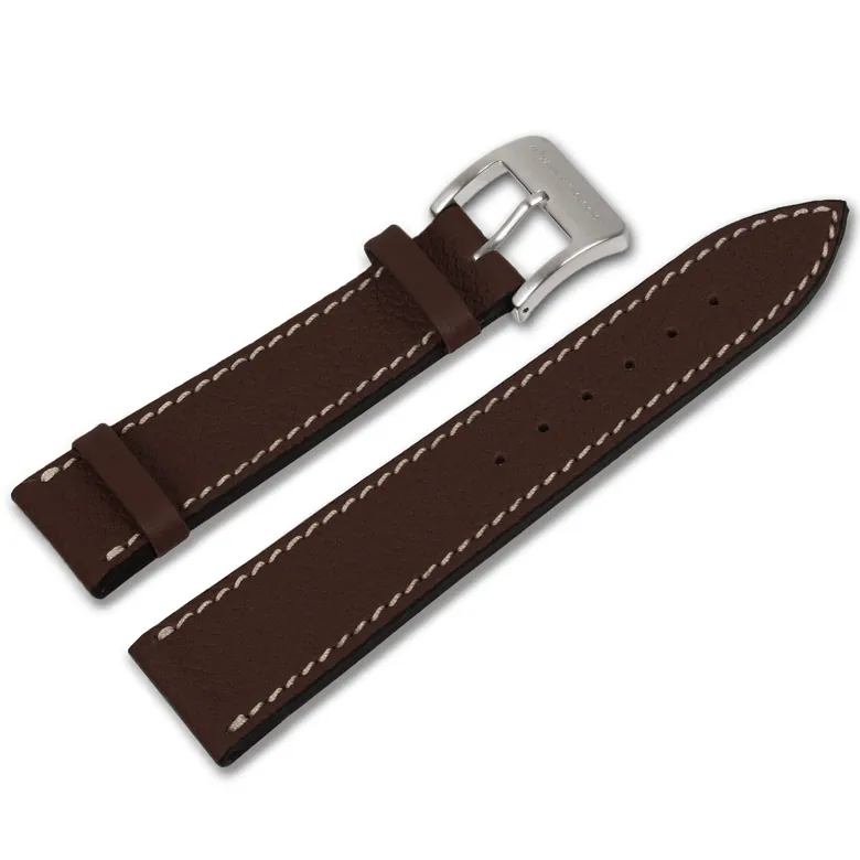 Leather strap from shrunken calf leather – Darkbrown