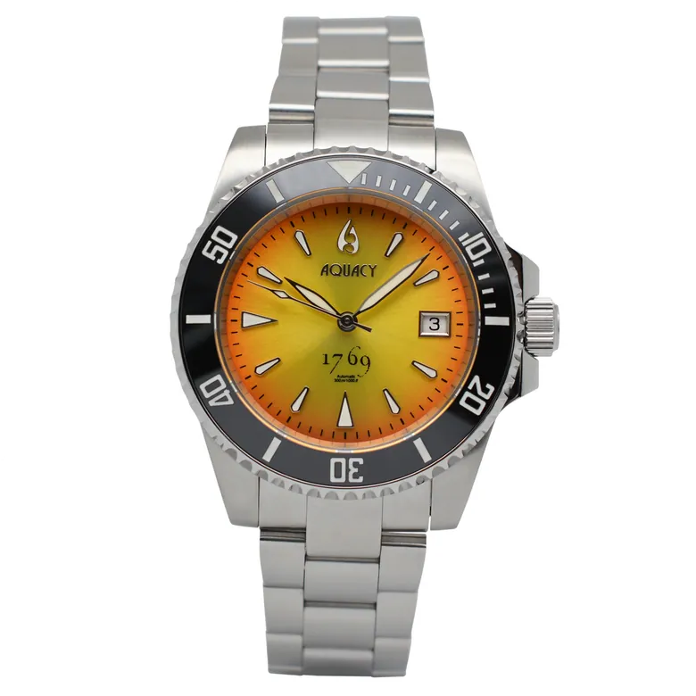Aquacy 1769 Hei Matau Men's Automatic 300M Vintage Orange/Yellow Dive Watch Miyota 9015 1769.OY.B.S