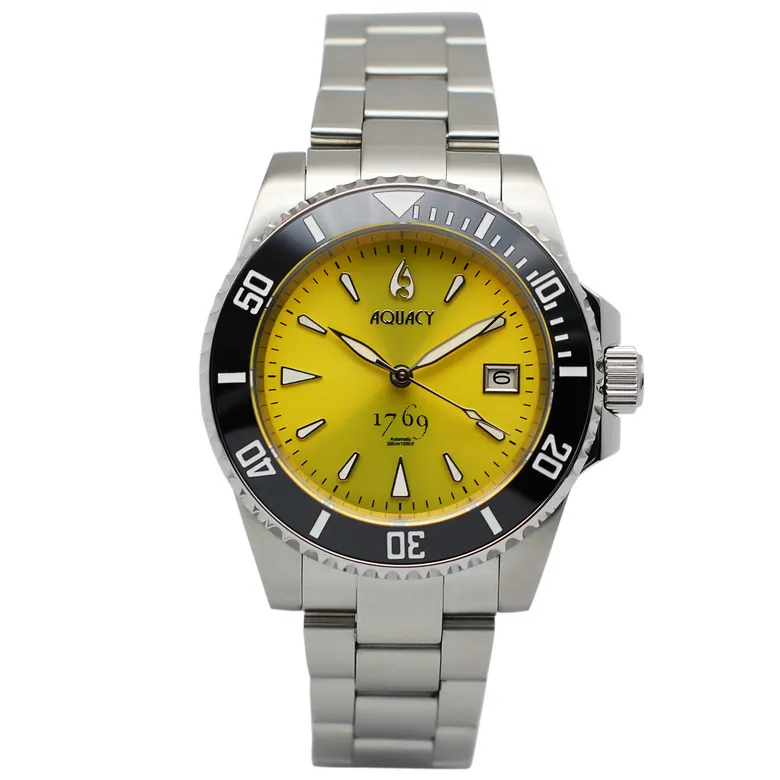 Aquacy 1769 Hei Matau Men's Automatic 300M Yellow Diver Watch 1769.Y.B.S