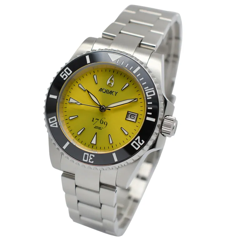 Aquacy 1769 Hei Matau Men's Automatic 300M Yellow Diver Watch ETA 2824 1769.Y.B.S.ET