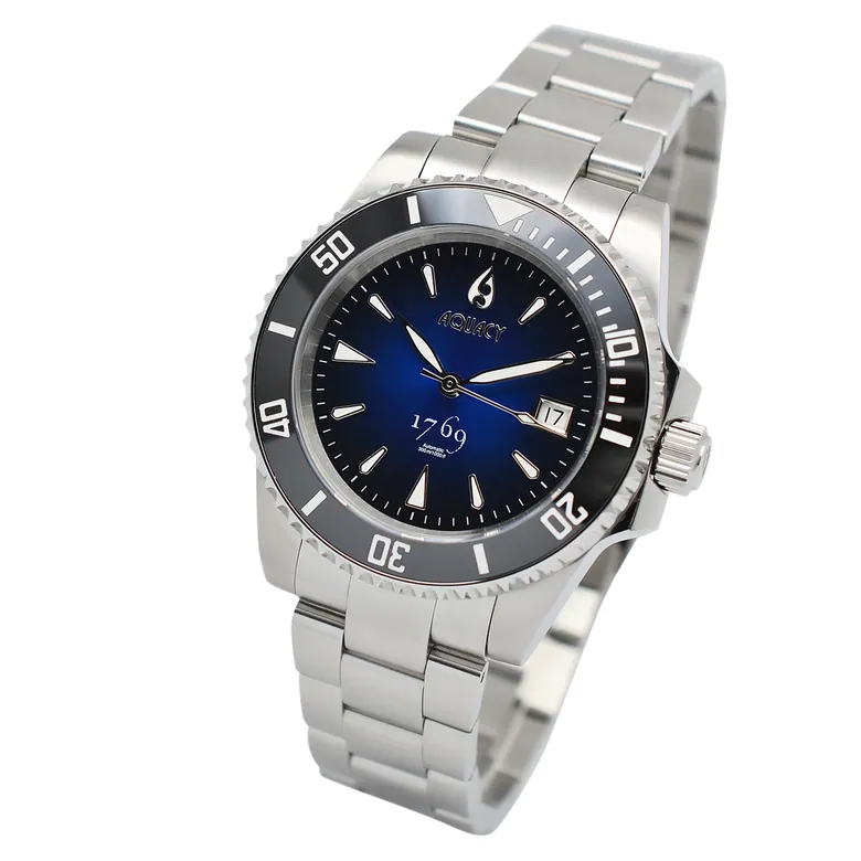Aquacy 1769 Hei Matau Men's Automatic 300M Vintage Blue Black Dive Watch ETA 2824 1769.BLB.B.S.ET
