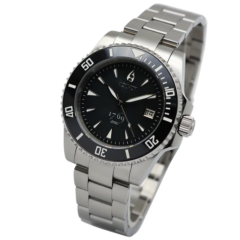 Aquacy 1769 Hei Matau Men's Automatic 300M Black Diver MOP Watch ETA 2824 1769.BMP.B.S.ET