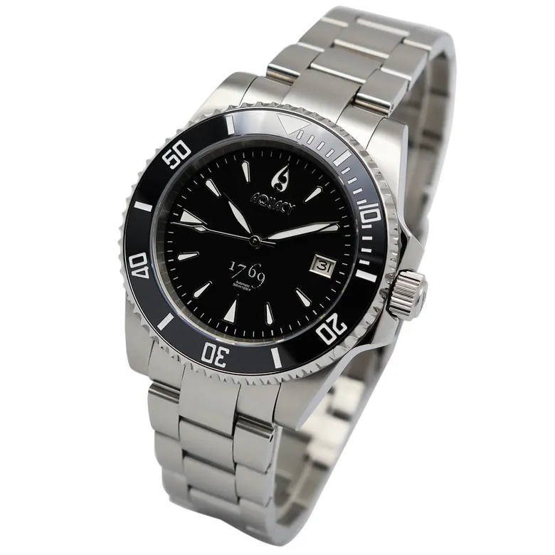 Aquacy 1769 Hei Matau Men's Automatic 300M Black Dive Watch ETA 2824 1769.B.B.S.ET