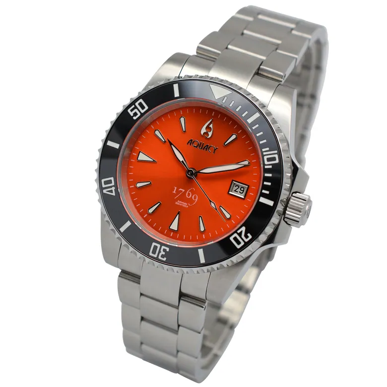 Aquacy 1769 Hei Matau Men's Automatic 300M Orange Dive Watch ETA 2824 1769.O.B.S.ET