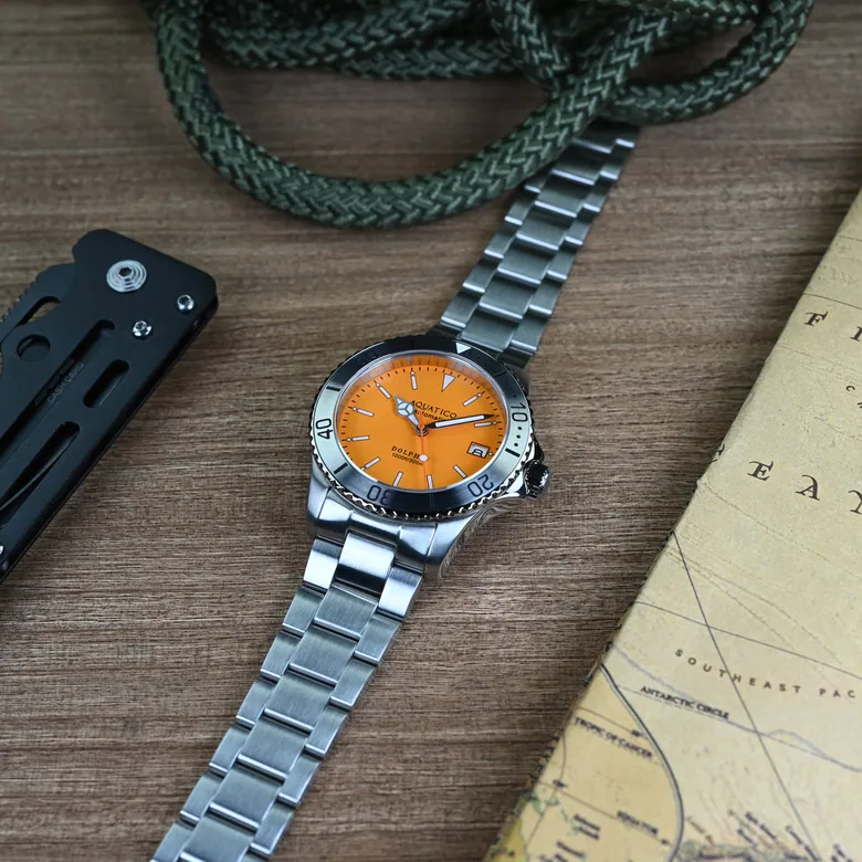 Aquatico Dolphin Orange Dial Watch