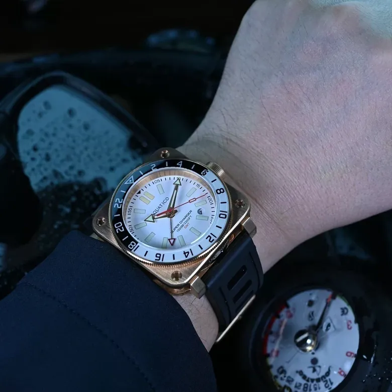 Super Bronze Tritium GMT White Dial