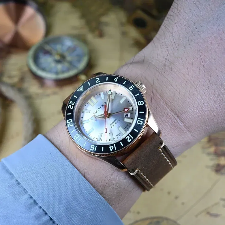 Bronze Raider Tritium GMT Silver Dial