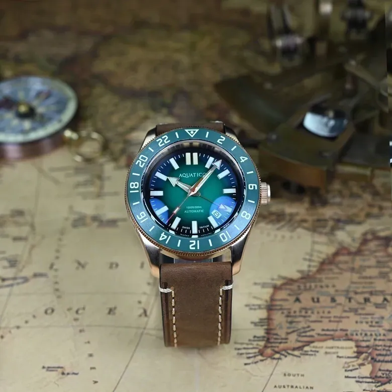 Bronze Raider Tritium GMT Green Dial