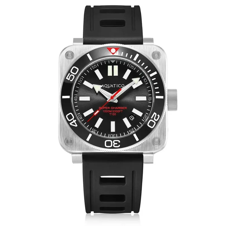 Aquatico Steel Man Black Dial Ceramic Bezel Watch (SWISS MADE Sellita sw200-1)