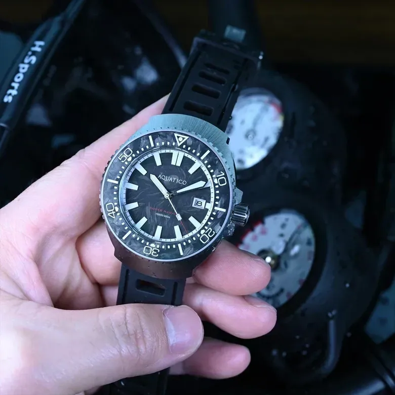 Super Marine Titanium Forged Carbon Dial and Bezel Inlay