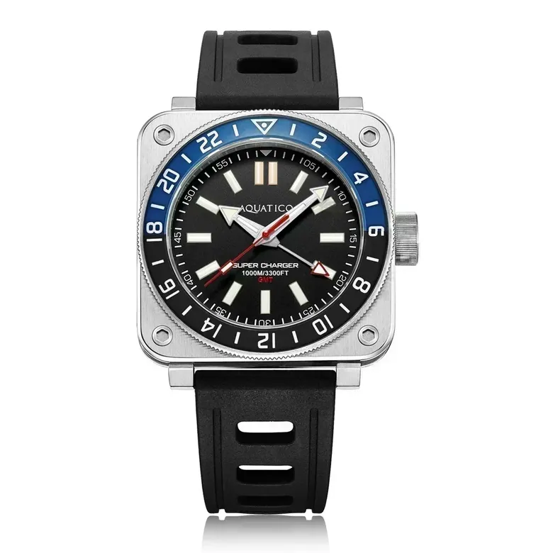 Aquatico Steel Man GMT Watch (Black Dial Batman Bezel) NO DATE