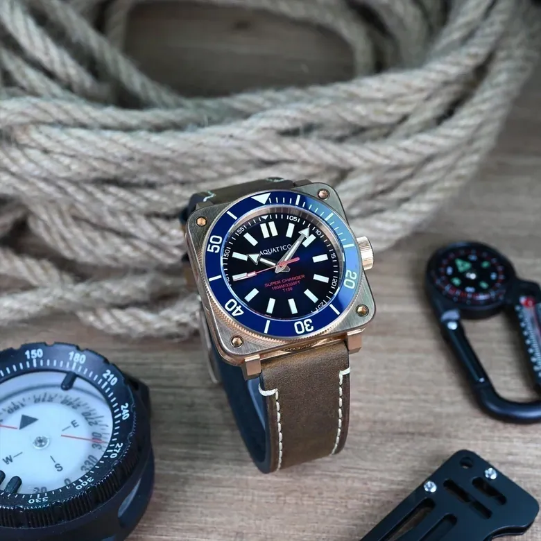 Aquatico Super Charger Bronze Blue Dial Watch (NH35) NO DATE