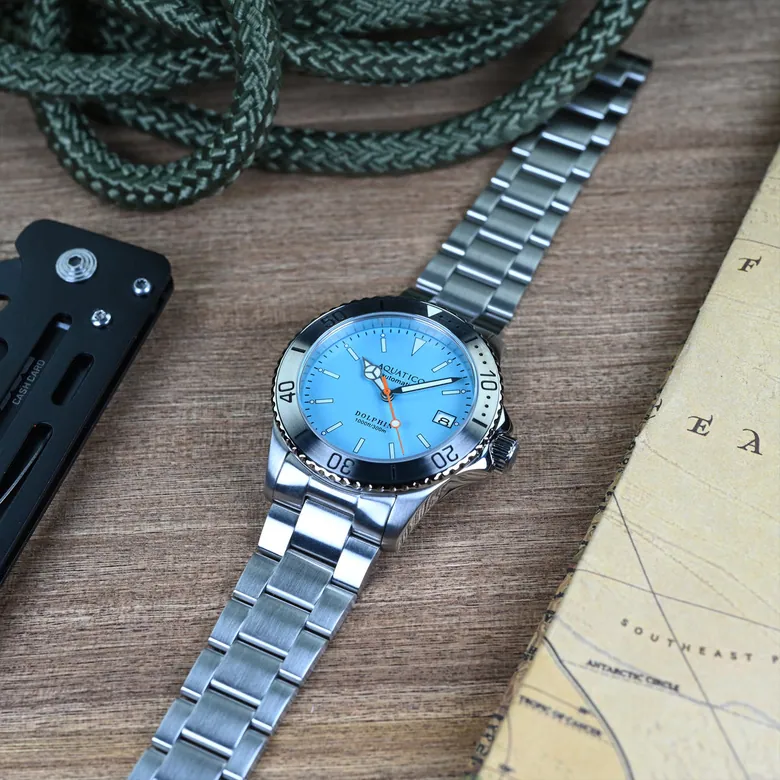 Aquatico Dolphin tiffany blue dial watch with seiko movement