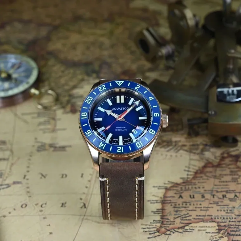 Bronze Raider Tritium GMT Blue Dial