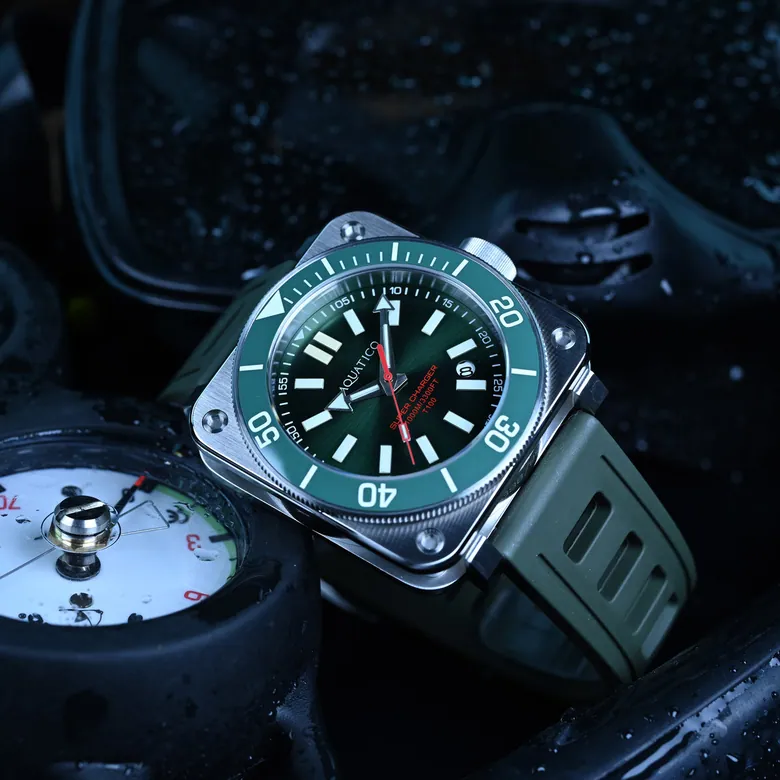 Aquatico Steel Man Green Dial Ceramic Bezel Watch (NH35) - AQUATICO