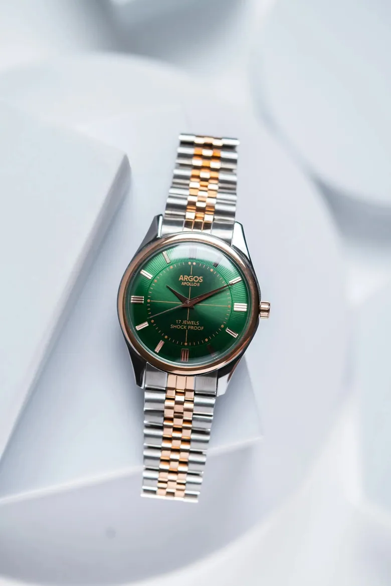 Argos Apollo II - Olive Green Rose Gold Two-Tone Men's Mechanical Watch