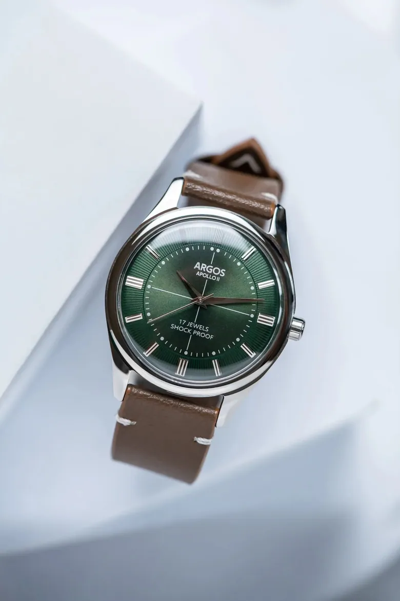 Argos Apollo II - Emerald Green Silver Men's Mechanical watch
