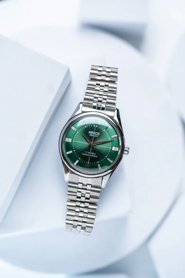 Argos Apollo II - Olive Green Silver Men's Mechanical watch