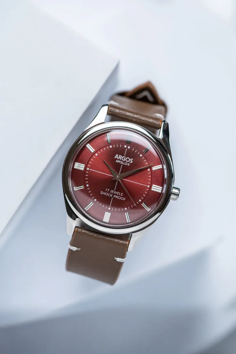 Argos Apollo II - Wine Red Silver Men's Mechanical Watch