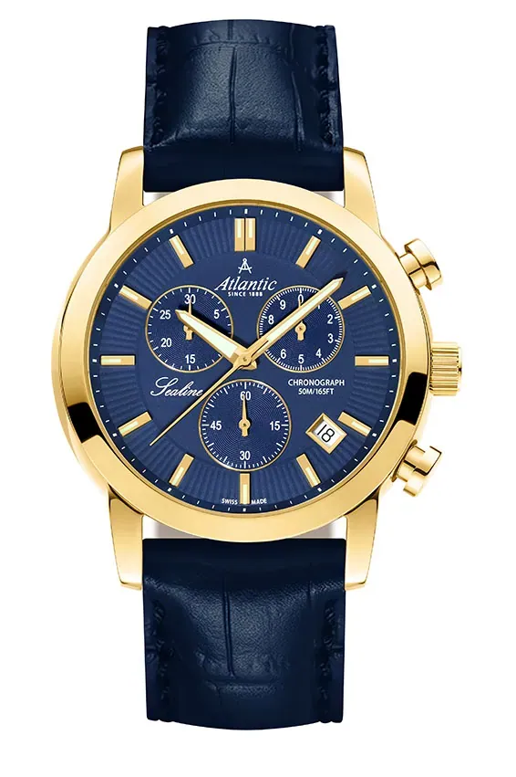 Sealine Chrono Gold PVD Blue on Leather Strap