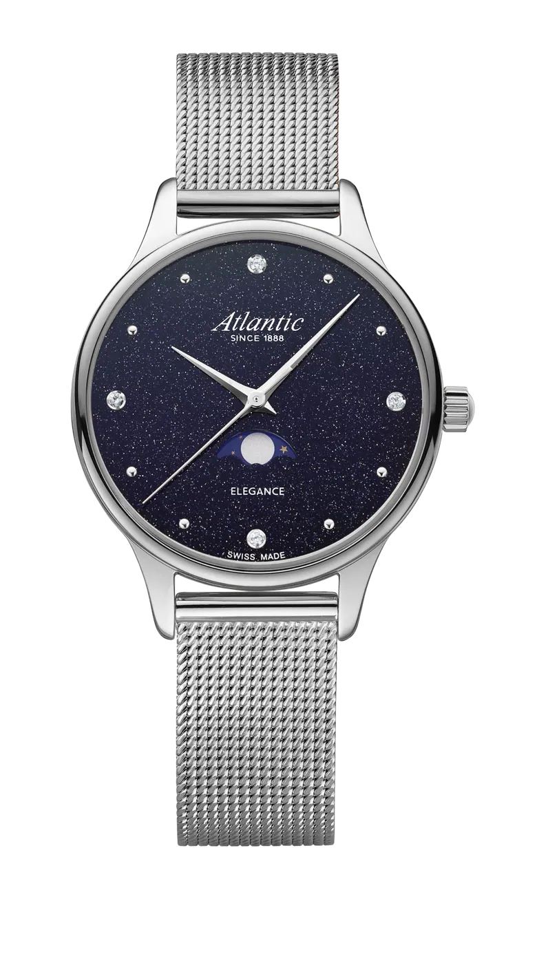 Elegance Nightsky Aventurine with Moonphase | Stainless Steel on Milanese Bracelet