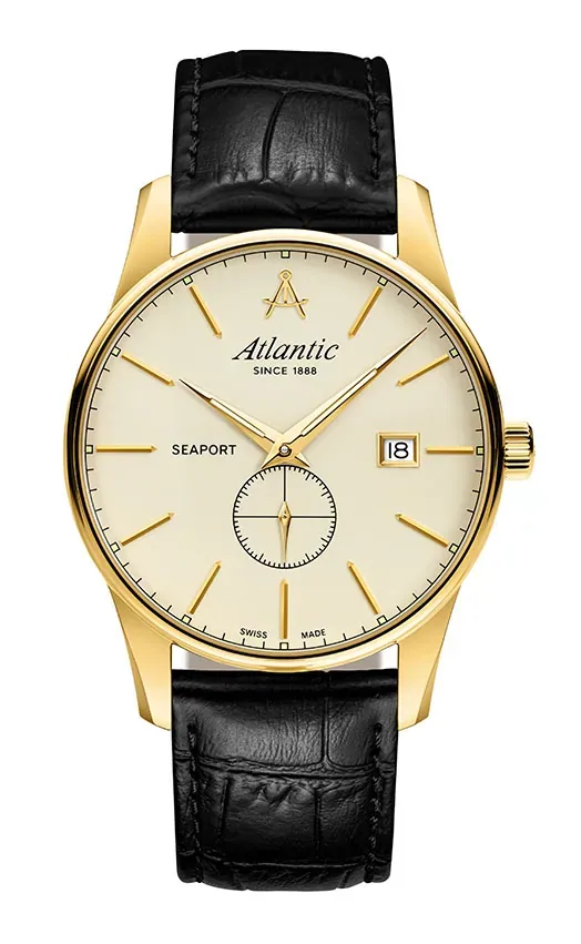 Seaport Small Second | Yellow Gold PVD on Leatherstrap