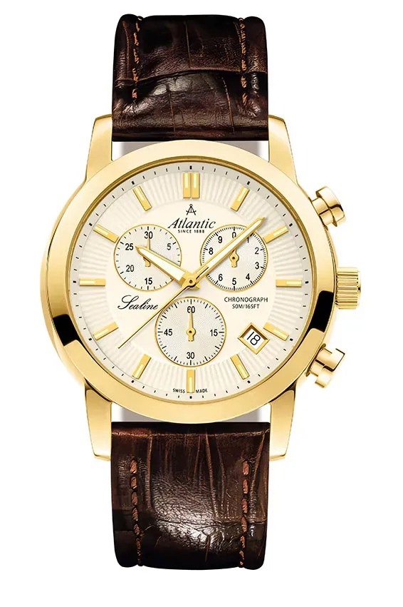 Sealine Chrono Gold PVD Champagne on Leather Strap