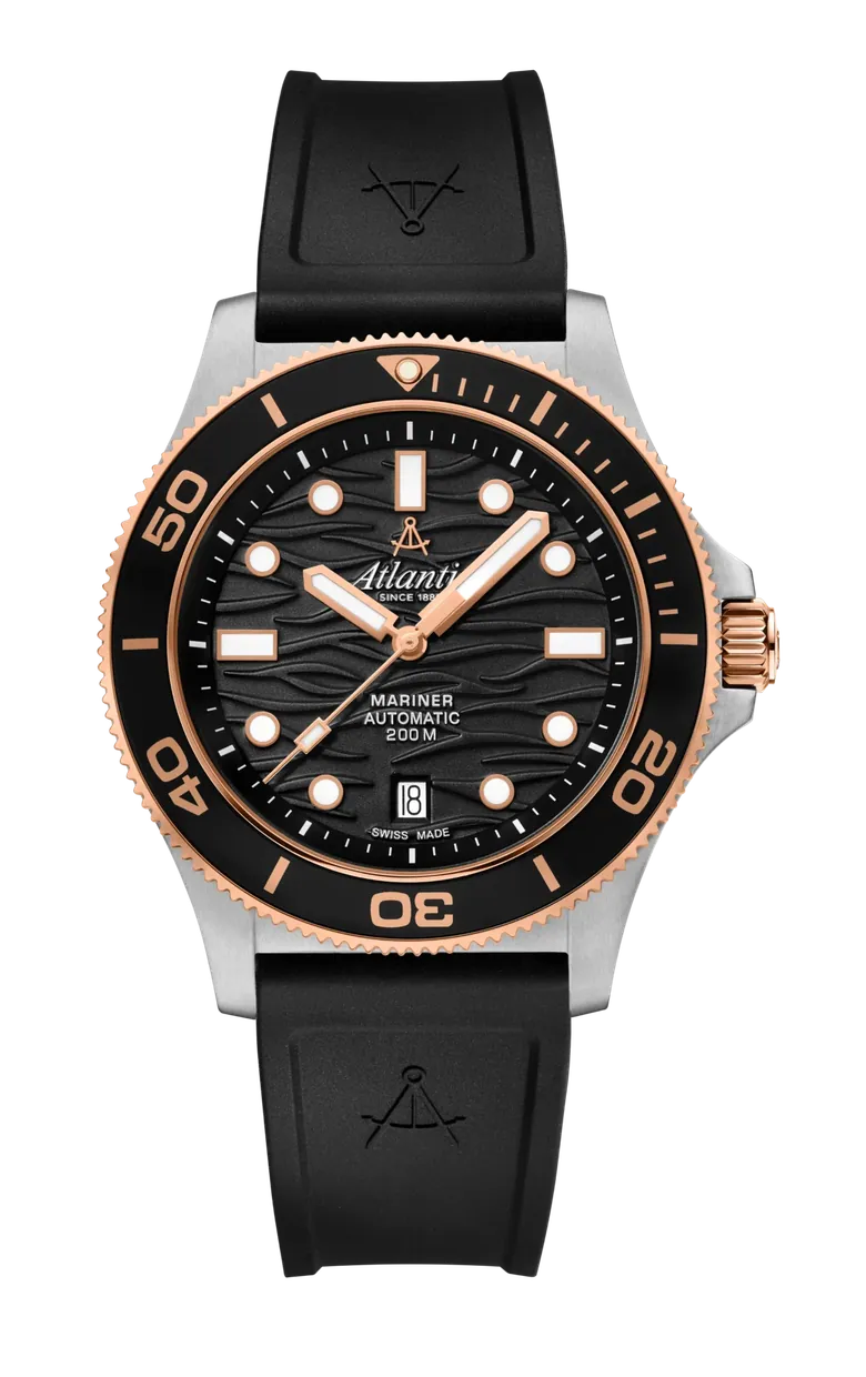 Atlantic Mariner Wave Automatic | Black/Rose Gold Dial on PU Strap