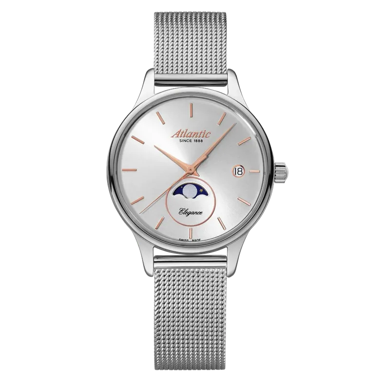 Elegance Moonphase | Silver with Rose Gold Accents