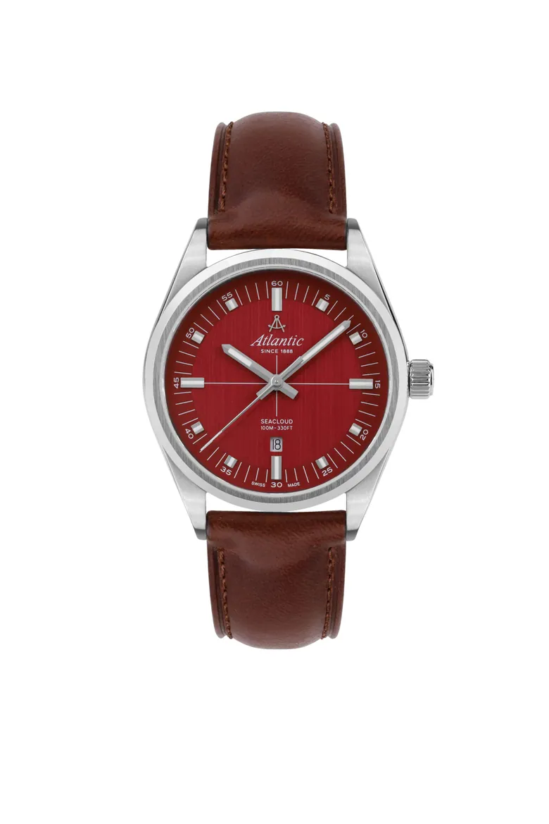 Seacloud | Red Dial on Leather Strap