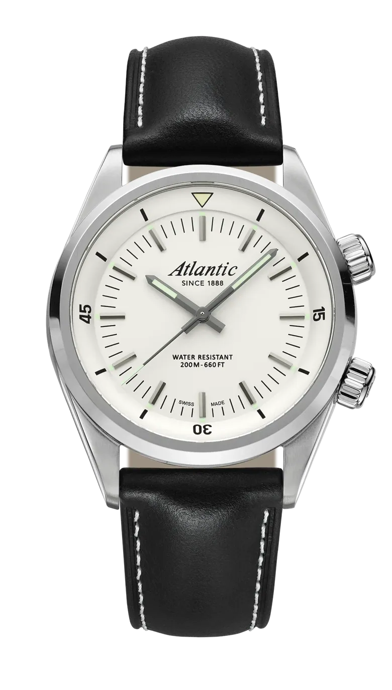 Seacloud Diver | White Dial on Leather Strap