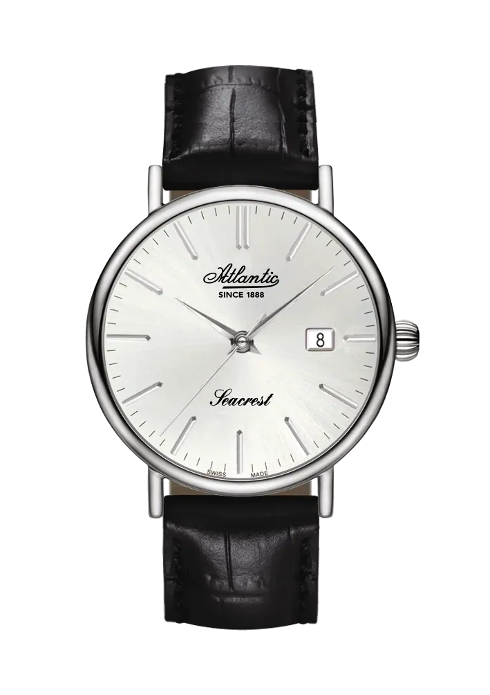 Seacrest Silver Steel with Leather Strap