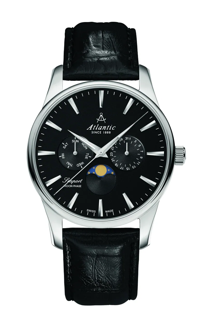 Seaport Moonphase Black Leather
