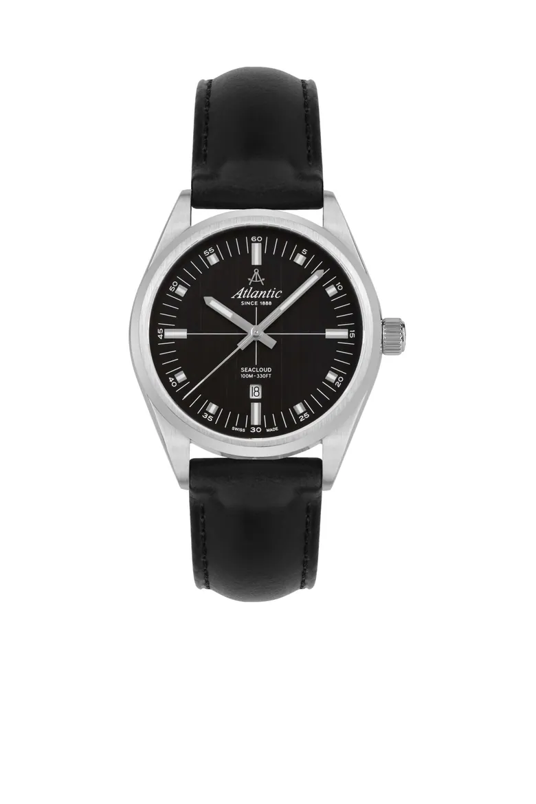 Seacloud | Black Dial on Leather Strap