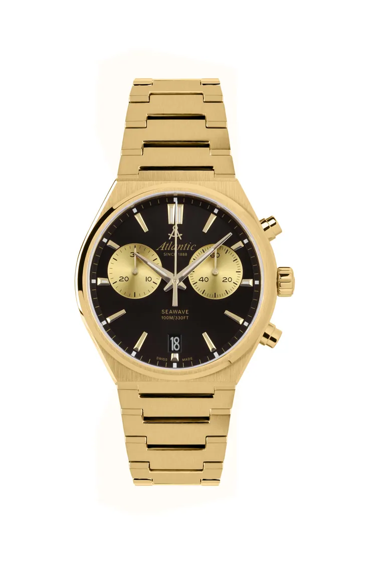 Seawave Chrono | Yellow Gold PVD with Black Dial