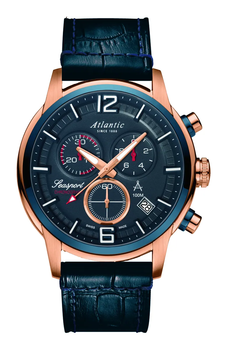 Seasport Chronograph Rose Gold PVD Leather