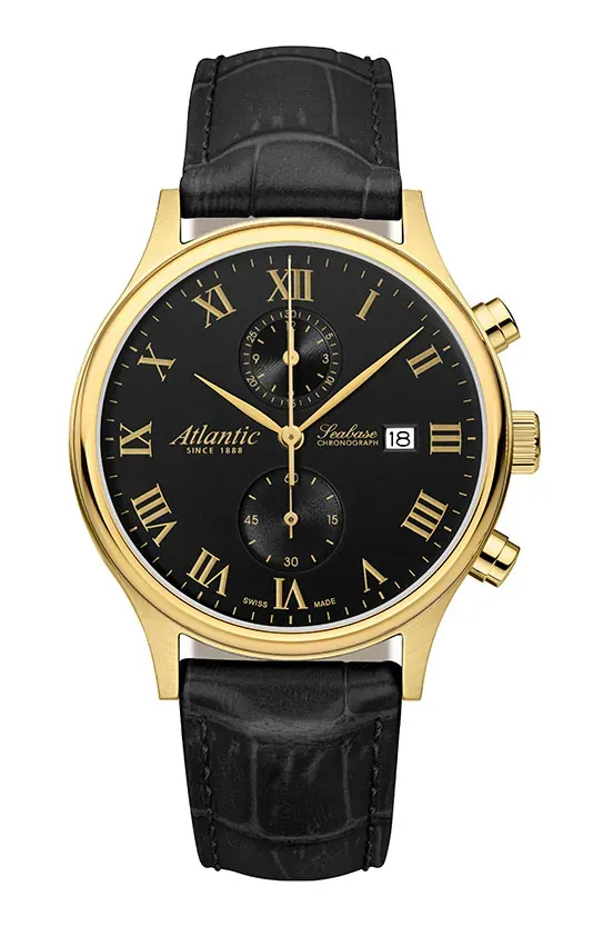 Seabase Chronograph NM | PVD/Leather Black Roman