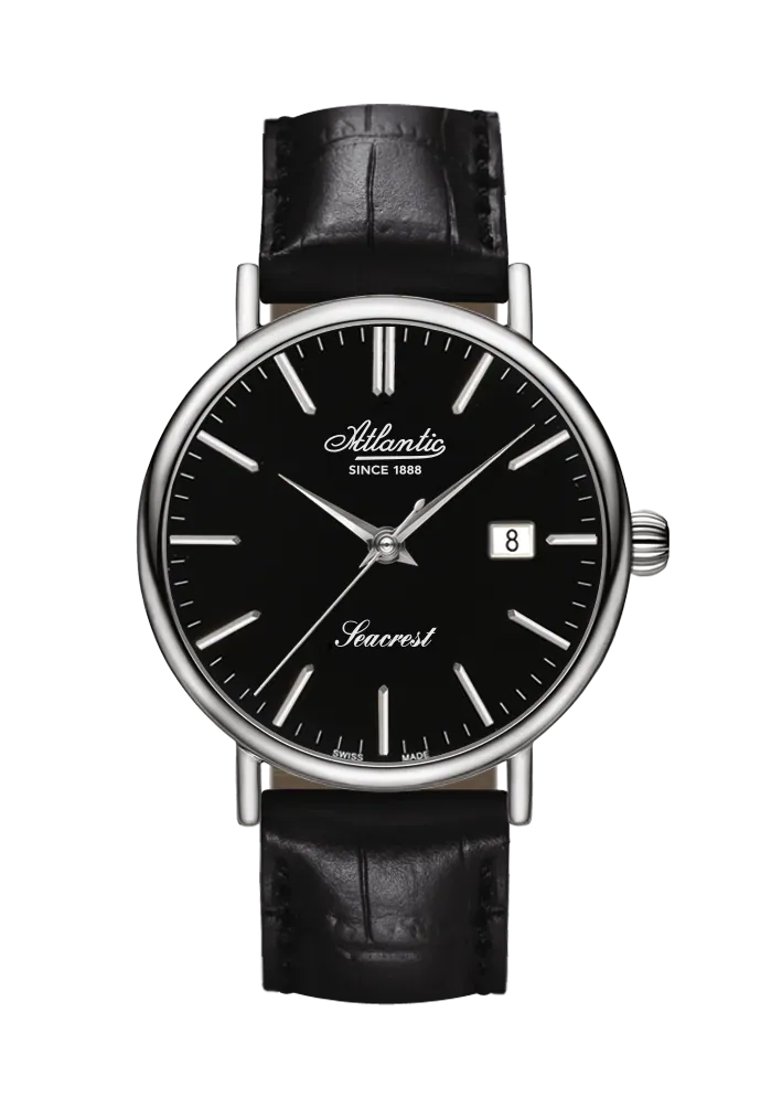 Seacrest Black Steel with Leather Strap