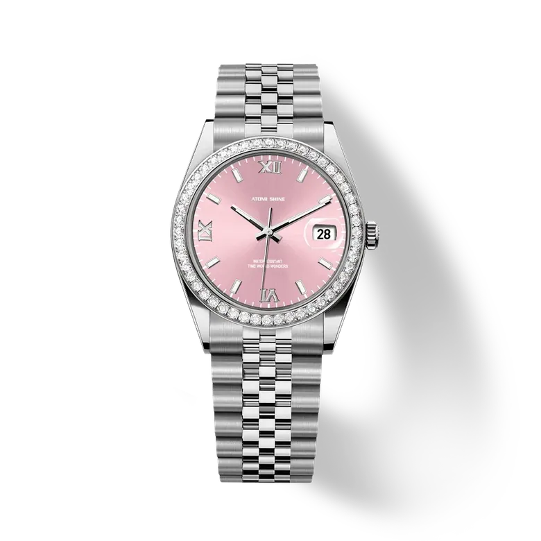 Eondate Diamond Watch 1.3cts, 36mm, Light Pink