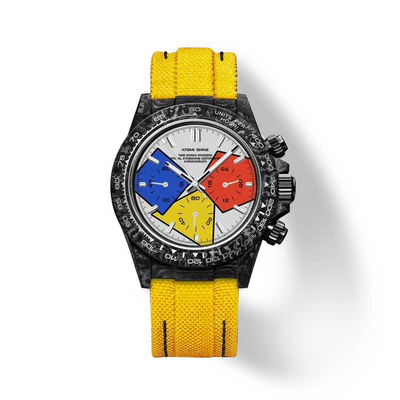 Velocirex Carbon Fiber Watch 39mm, Yellow Stack