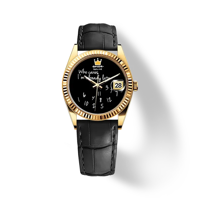 Eondate Classic Leather watch 36mm, Golden Jestful