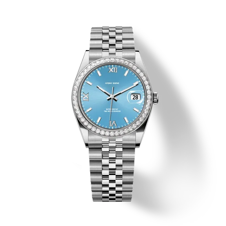 Eondate Diamond Watch 36mm, Lake Elegance, 1.3CTS