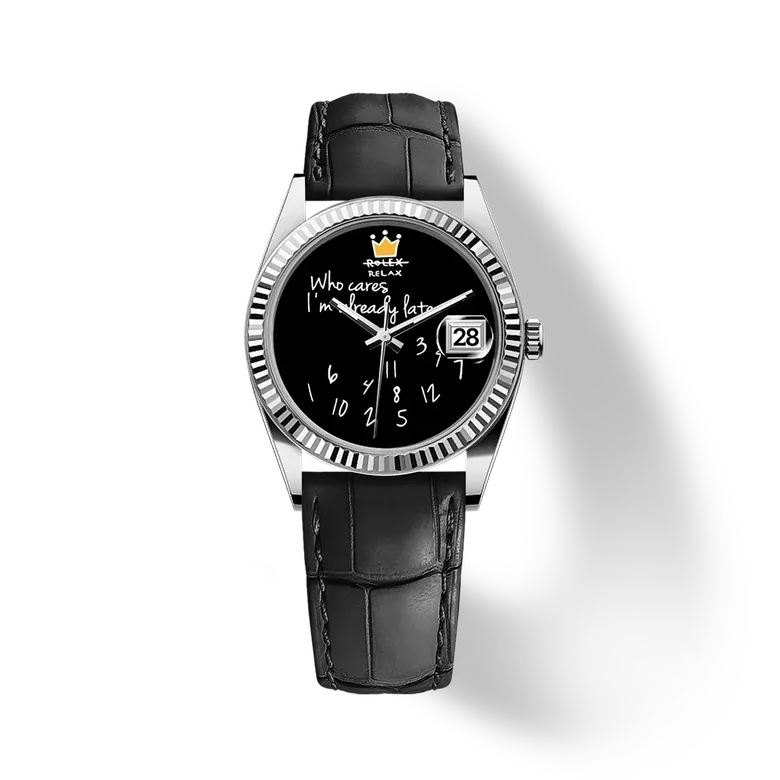 Eondate Classic Leather Watch 36mm, Black Whimsy
