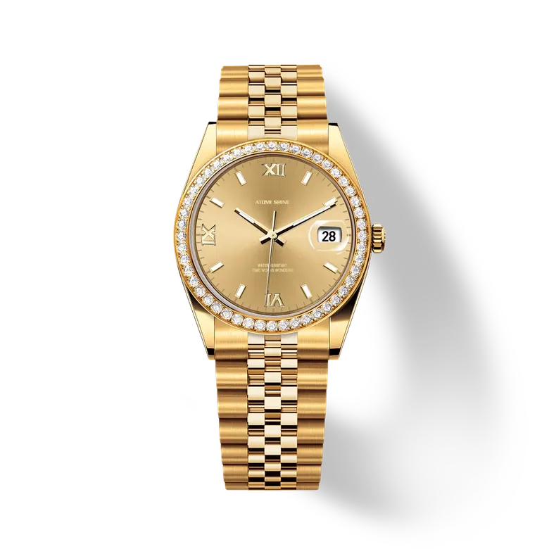 Eondate Diamond Watch 36mm, Golden Radiance, 1.3CTS