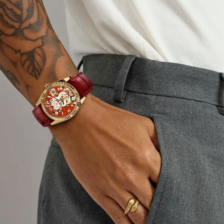 EONDATE CLASSIC LEATHER WATCH 36mm, Lucky Bloom
