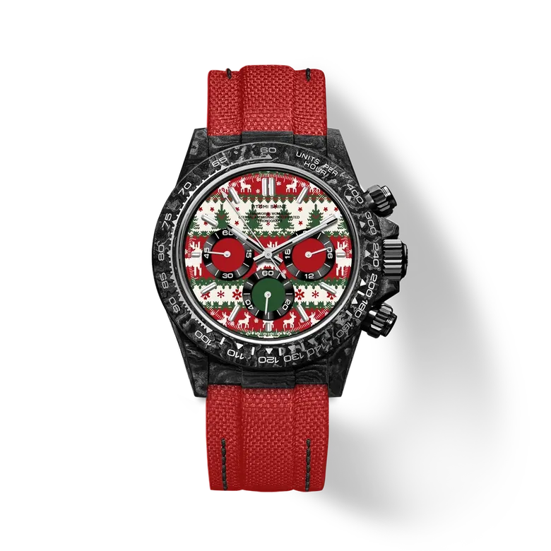 Velocirex Carbon Fiber Watch 39mm, Festive Chrono